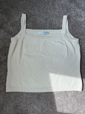 St. John Cream Knit Camisole Tank Top thick straps medium